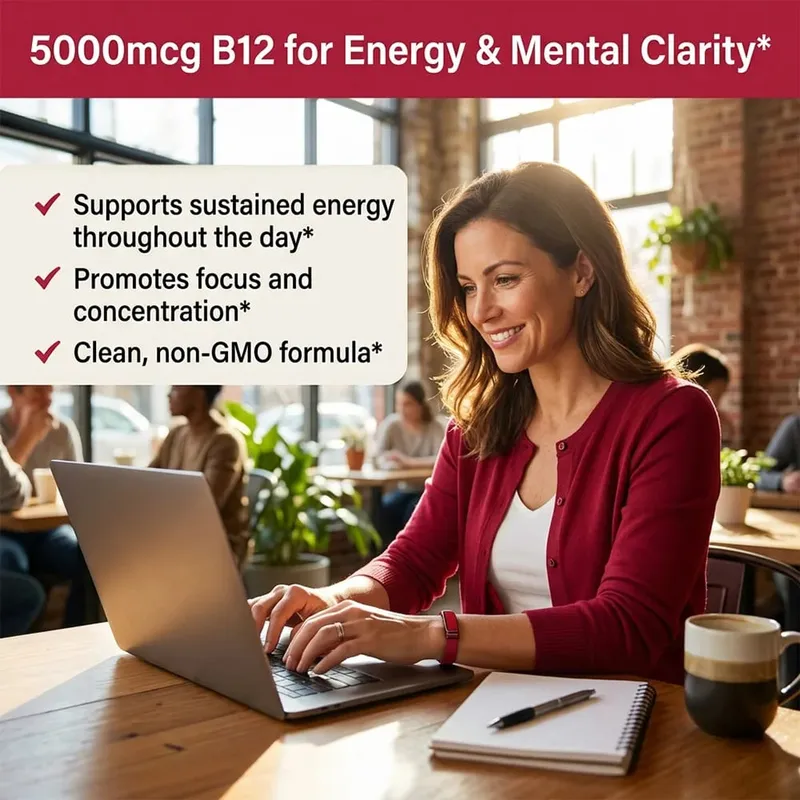Vitamin B12 Capsules - Supports Energy Metabolism Mood Heart Nervous System Support Relieves Fatigue — image 5
