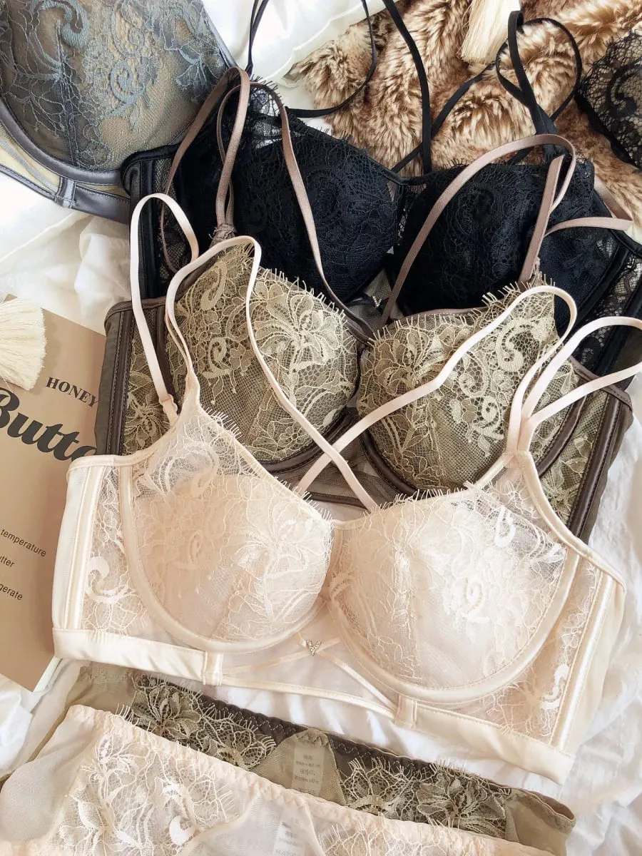 Sexy Hollow Bra Fashion Lace Flowers Embroidery Women Underwear Set French Push Up Brassiere Adjustable Plus Size Lingerie Sets — image 6