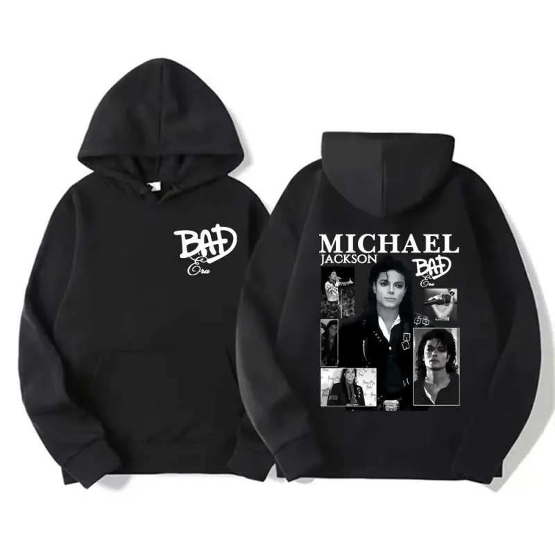 King of Pop Michael Jackson Bad Era Album Graphic Hoodies Men Women Vintage Hot Sale Hoodie Oversized Fleece Comfort Sweatshirts — image 1