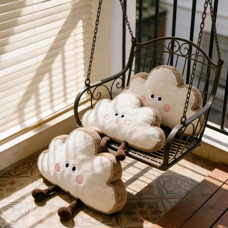 35~65cm Toast Cloud Plush Pillow Kawaii Humanoid Decor Plushie Sofa Chair Back Support Cushion Gift — image 6