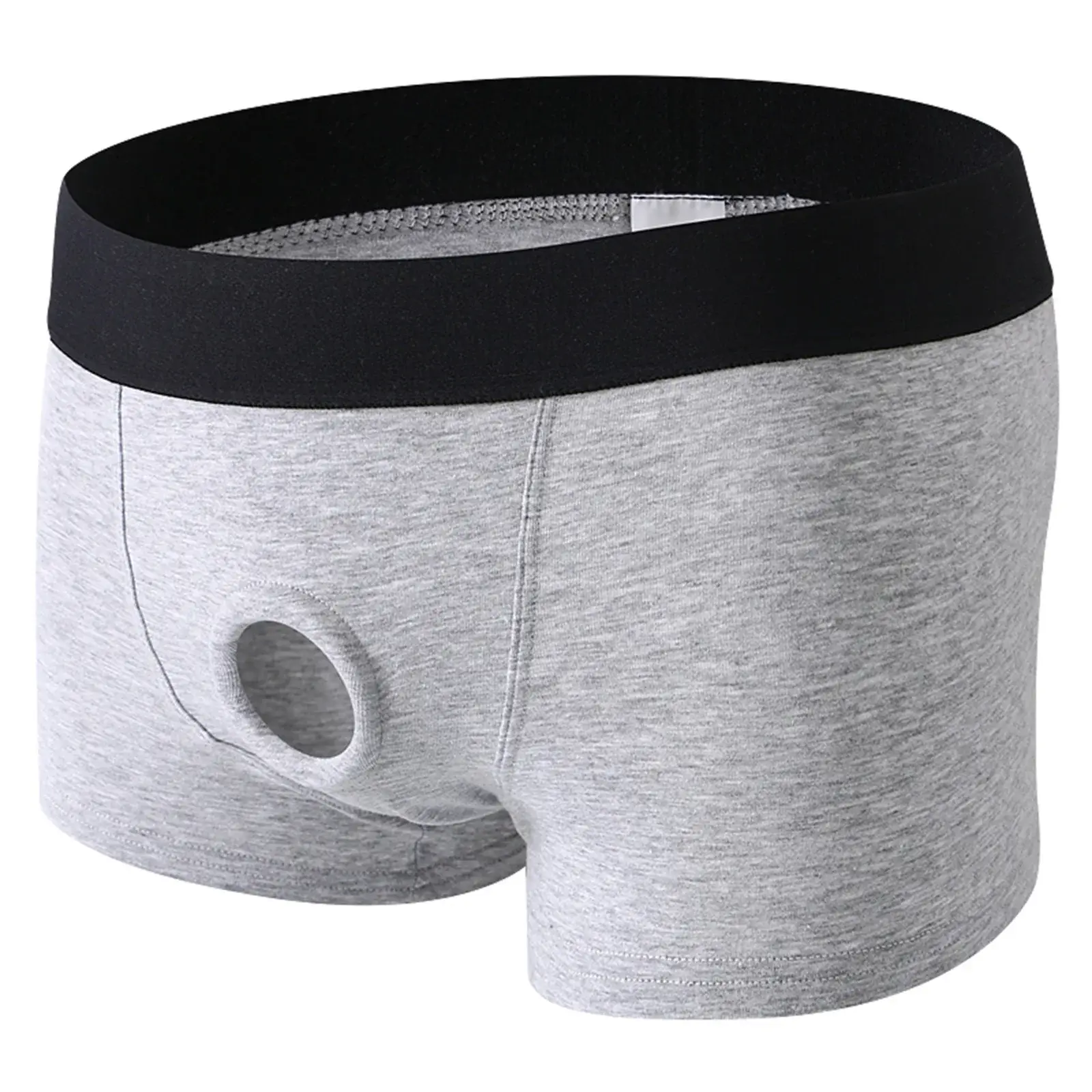 Erkek Boksörler Ön Delik Kese Iç Çamaşırı Silikon Cockring Seksi Boxershorts Geniş Kemer Pamuklu Külot Iç Çamaşırı Oymak