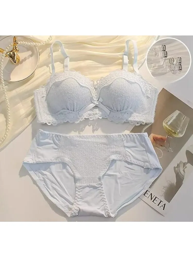 Women Strapless Wireless Bra Anti-Slip Half Cup Small Bust Compression Enhancer Anti-Sag Soft Sexy Lingerie Underwear Set — image 1