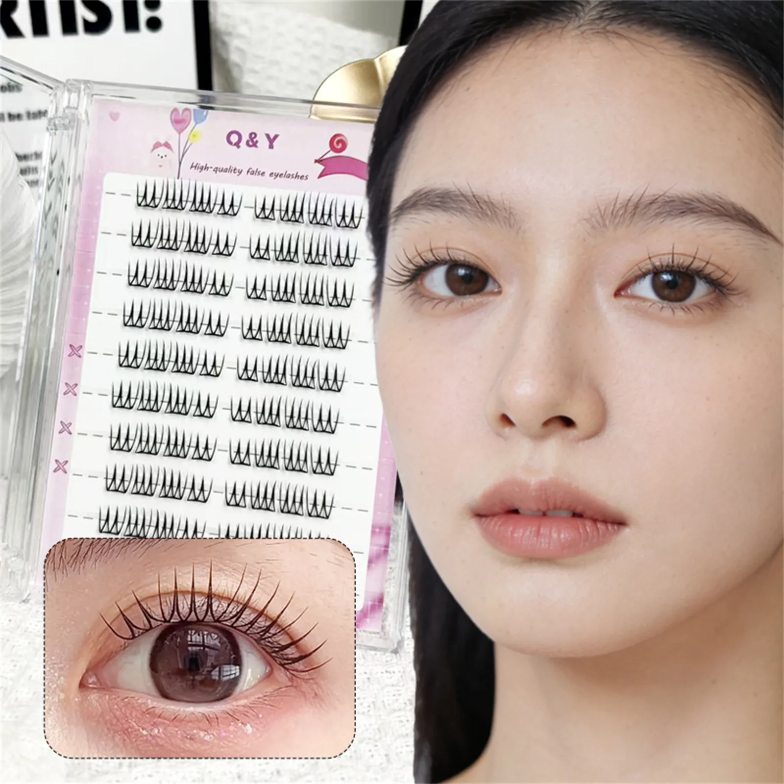 Women's Group 3.0 False Eyelashes Korean Natural Style Small Thin Fiber Lashes No Glue Needed C Curl Daily Eye Makeup Essentials — image 6