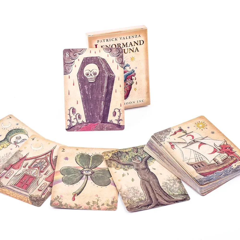 36 Buah Kartu Meja Dek Tarot Lenormand Della Luna Permainan Kelompok untuk Pesta Set Prekognisi & Divinatio Oracle 7.3*10.2Cm