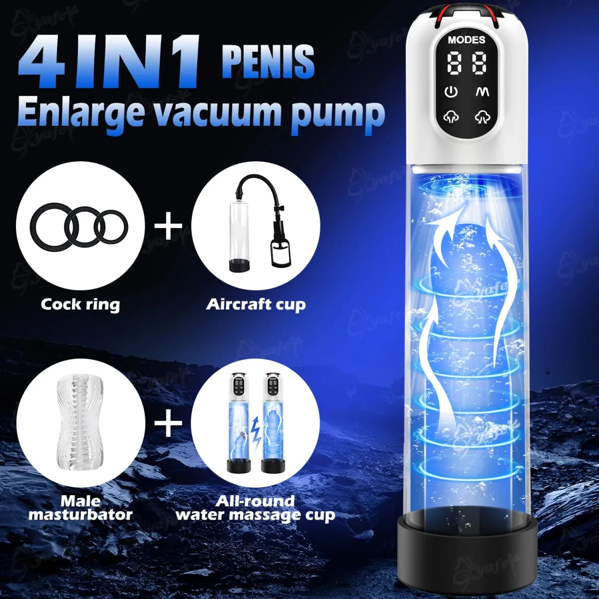 IPX7 Electric Penis Pump Adult Sex Toy Enlarger for Men Erection Air Water Extender 4 Training 3 Suction 9 Silicone Sleeve