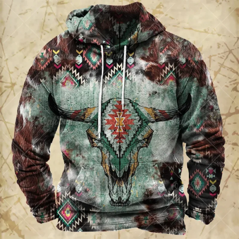 Vintage Hoodie For Men Harajuku 3D Print Autumn Long Sleeve Sweatshirts Oversized Y2k Clothing Men's Hoodies Fashion Streetwear
