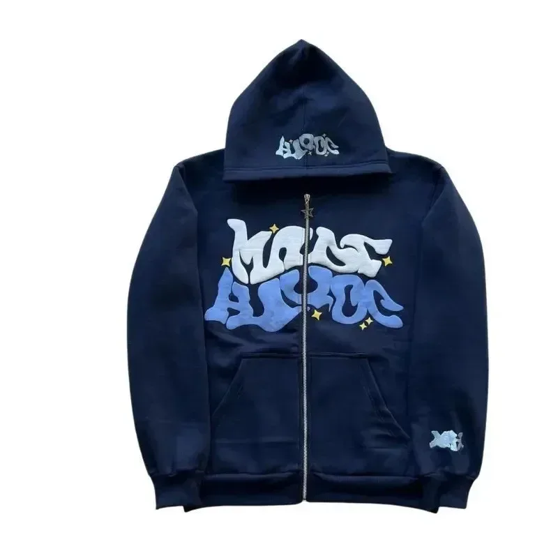 2026 European and American Fashion Fleece Print Zippered Hooded Sweatshirt for Men and Women Casual Multi-Functional Sports Top — image 2