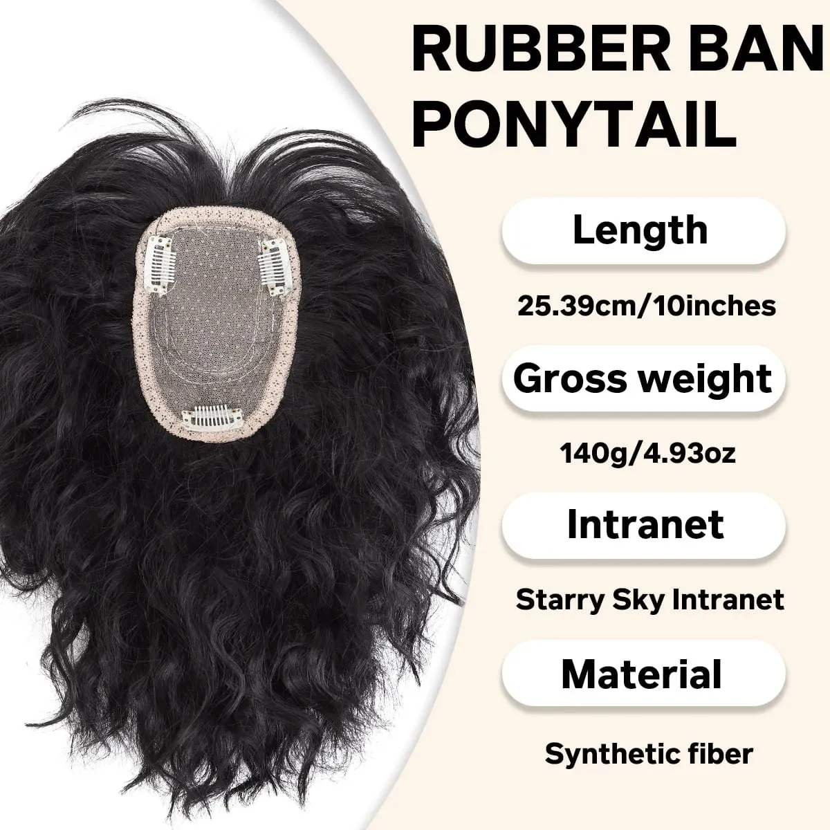 Topper Synthetic corn beard replacement block wig heat-resistant curly hair clip wig on the top of a woman's head — image 3