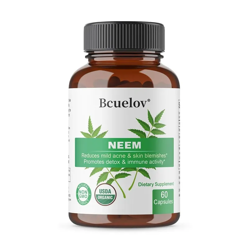 Kapsul Neem Organik - Suplemen Jerawat Herbal yang Mendukung Kulit Jernih dan Detoksifikasi - Vegan Non-GMO Bebas Gluten — image 8