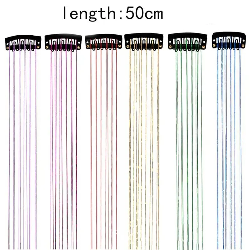 12pcs Per Pack of BB Hair Clips Shiny Metallic Hair Extensions with Clips Fairy Hair Sparkling Hair Accessories for Women. — image 7