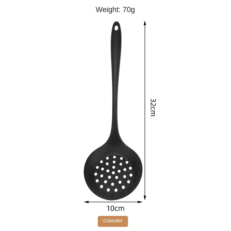 1/10PCS Food-Grade Silicone Kitchen Tools Set Heat-Resistant Slotted Spoon for Non-Stick Cookware & Hot Pot Multi-Use Strainer — image 10