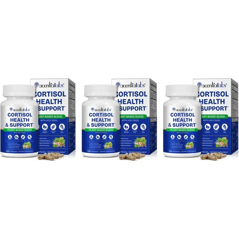 AcentiaLabs Cortisol Health & Support Capsules with Holy Basil Ashwagandha and Magnesium for Calm Stress Balance 120 Capsules — image 9