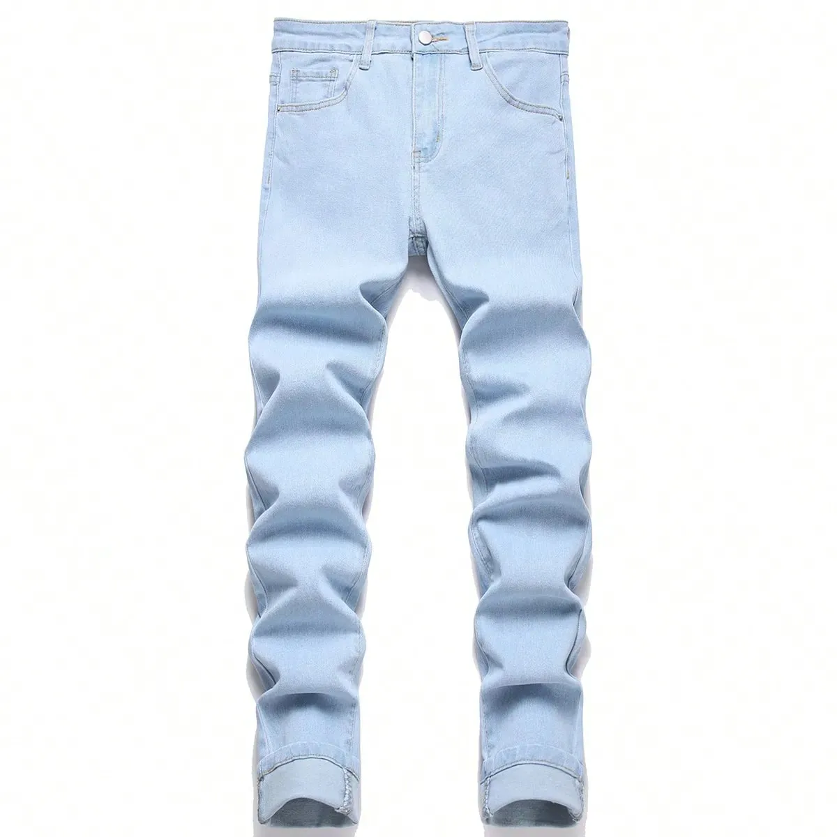 Men High Stretch Solid Black Denim Jeans Skinny Slim Fit Denim Pants Male Classic Casual Daily Business Streetwear Trousers — image 6