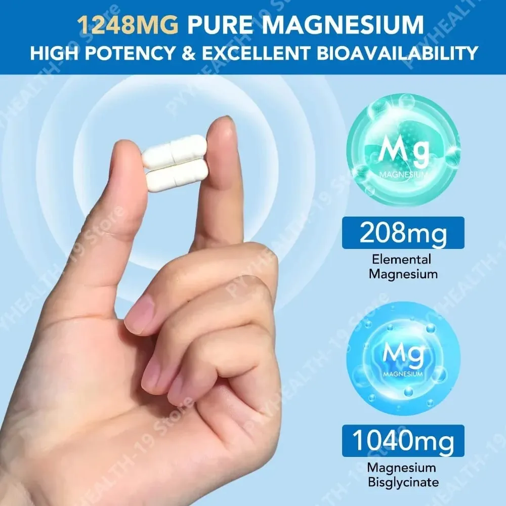 Magnesium Glycinate Capsules with 208mg Elemental Bisglycinate for Healthy Bone Muscle & Nerve Support Adults 120 Capsules — image 7