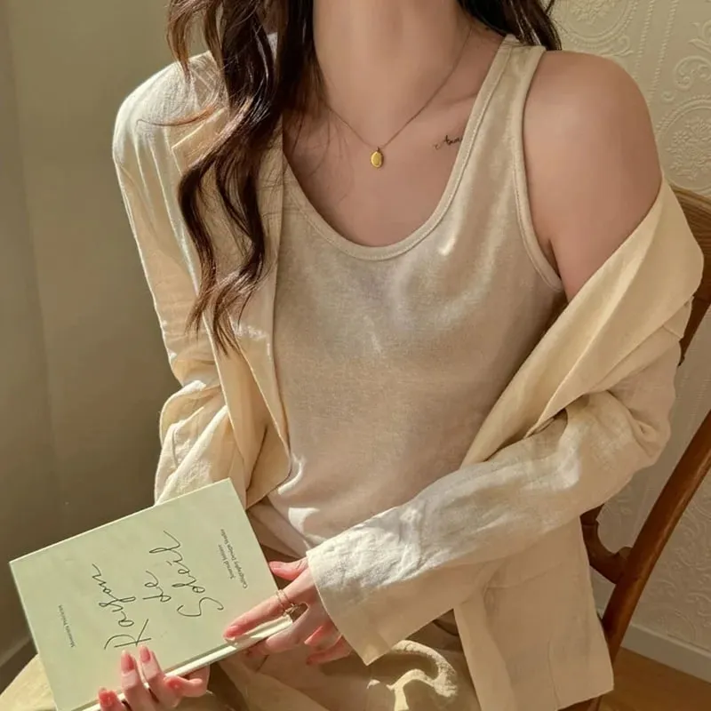 2026 New Women Summer Casual Tank Tops Solid Color All-Match Basic Sleeveless Vest Female Korean Simple Loose O-Neck Camis Top — image 12