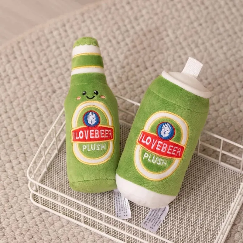 11~19cm Cute Beer Glass Bottle Drink Can Beer Barrel Plush Pillow Stuffed Kawaii Humanoid Plushie Party Prop Man Gift