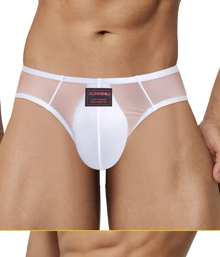 Summer Ice Silk Men Briefs 0.01mm Ultra-thin Mesh Underpants Transparent Breathable Sexy DeepV-back Butt-lifting Underwear M-XXL