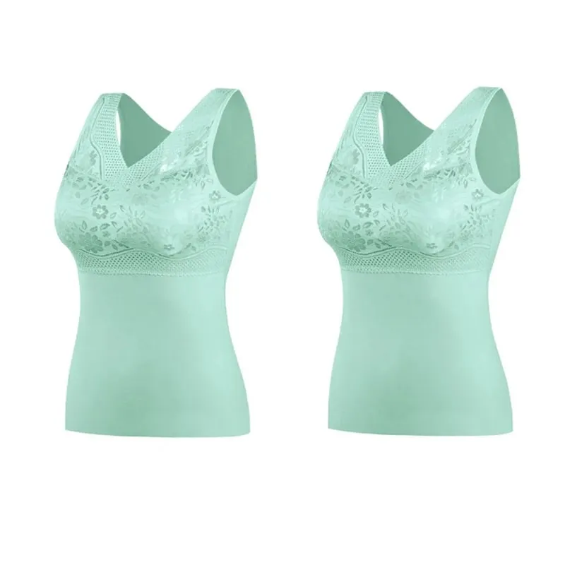 Women Winter Lace Padded Thermal Vests Soft Skin‑Friendly Undershirts Comfortable Sleeveless Inner Versatile Daily Tank Tops — image 12