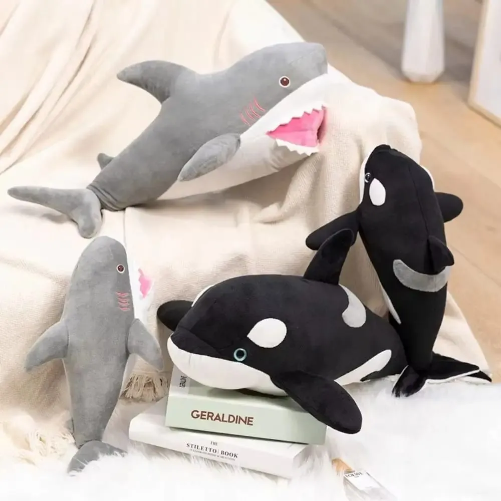 Animal Cartoon Simulated Killer whale Dolls PP Cotton Funny Great White Shark Plush Toys 32cm Kawaii Animals Plush Pillow — image 6