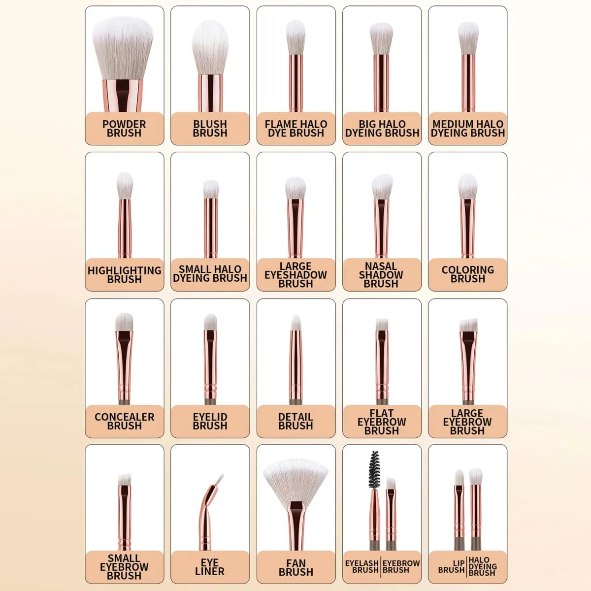 33Pcs Makeup Tool Kit 20 Makeup Brushes na May Powder Puff Cleaning Bowl Eyelash Curler Full Face Eye Makeup Set