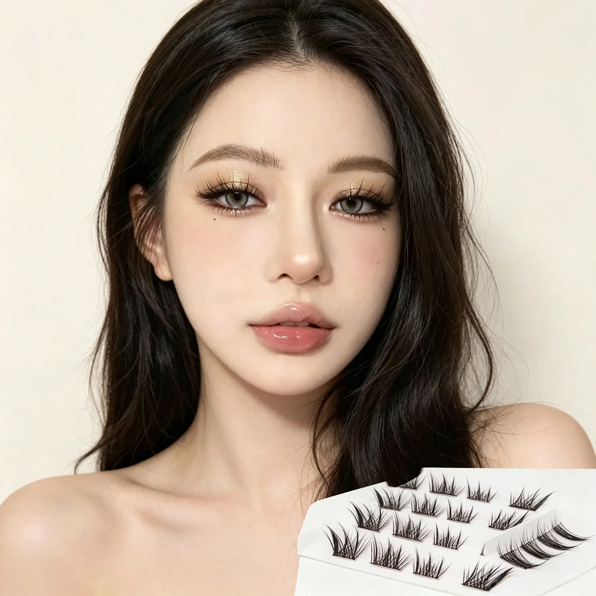 60 Clusters of Brown Natural Fox-Style Cat Eye False Eyelashes Makeup Tools Natural Segmented Eyelash Bundles Makeup Tools — image 2
