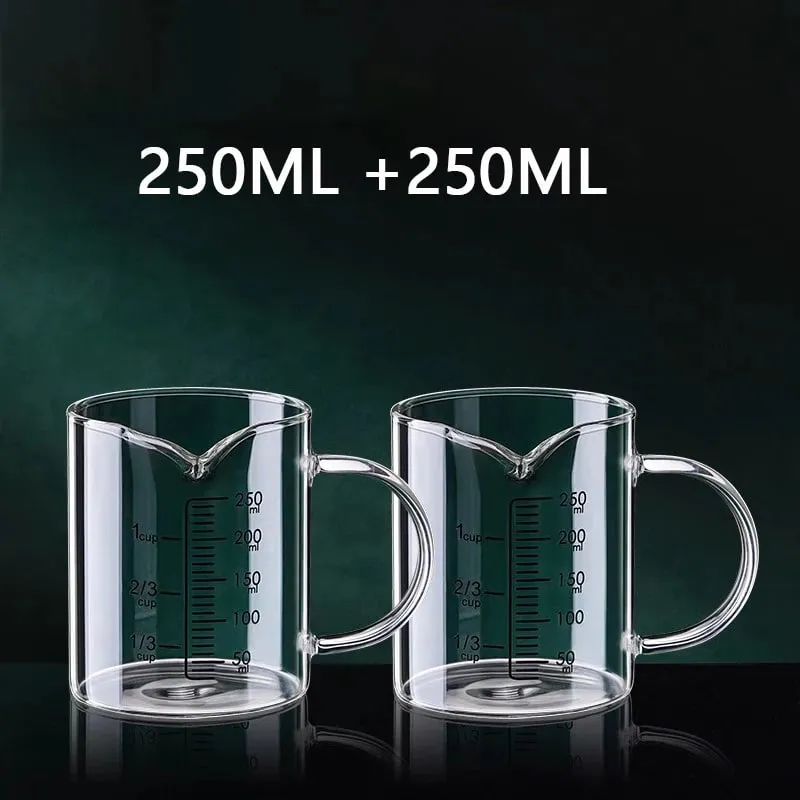 1/2pcs Glass Measuring Cup With Handle Heat-resistant Laboratory Beaker Kitchen Milk Coffe Measuring Mug 250/350/500/1000ml