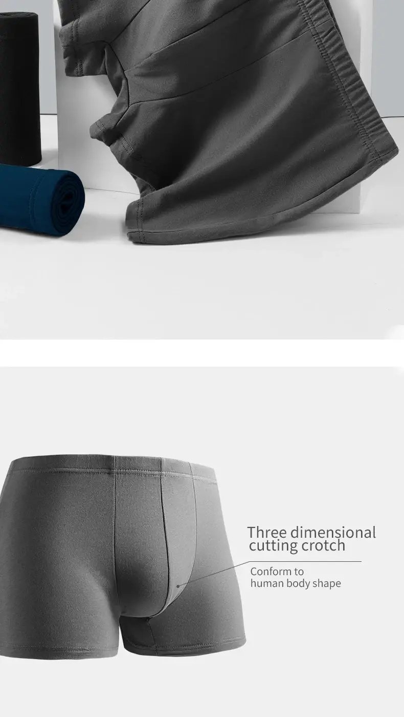 Lot de 3 Boxers de sport respirants en coton pur pour hommes, sous-vêtements d'été de grande taille, slips en coton fin pour garçons