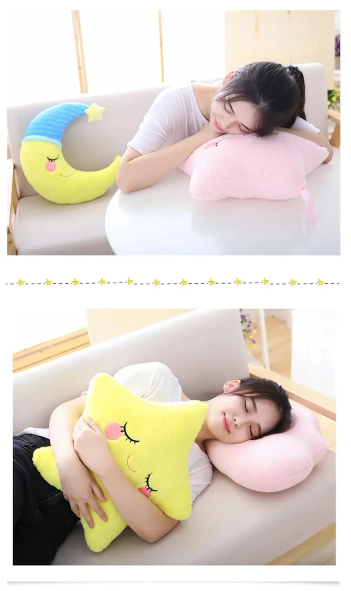 Fantastische Star Cloud Moon Rainbow Pluche Kussen Gevuld Sky Natuurlijk Kussen Geel Roze Blauw Verlegen Emotie Plushie Decoratie Cadeau — image 10