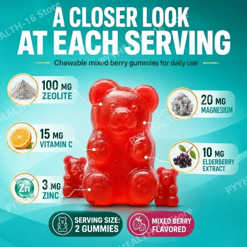 Kids Multivitamin Gummies with Omega 3 Magnesium Zinc Vitamin C D3 B12 Mixed Berry Flavor Daily Wellness Supplement 60 Gummies — image 3