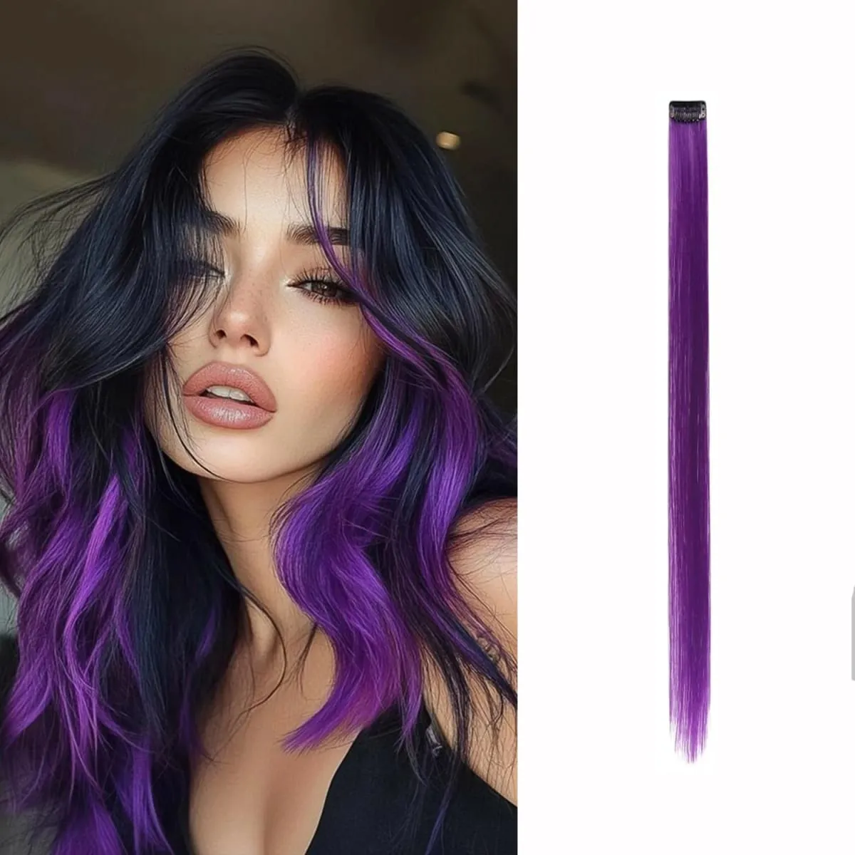Synthetic 1-6pc Colored Hair Extensions Clip in Colorful Hair Extensions Rainbow Hair Extensions for Women Girls Hair Extensions — image 15