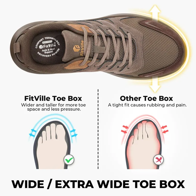 Fittington Men's Wide Hiking Shoes For Men Outdoor Walking Trekking Trails Shoes Non-slip Sports Sneakers With Arch Support — image 3