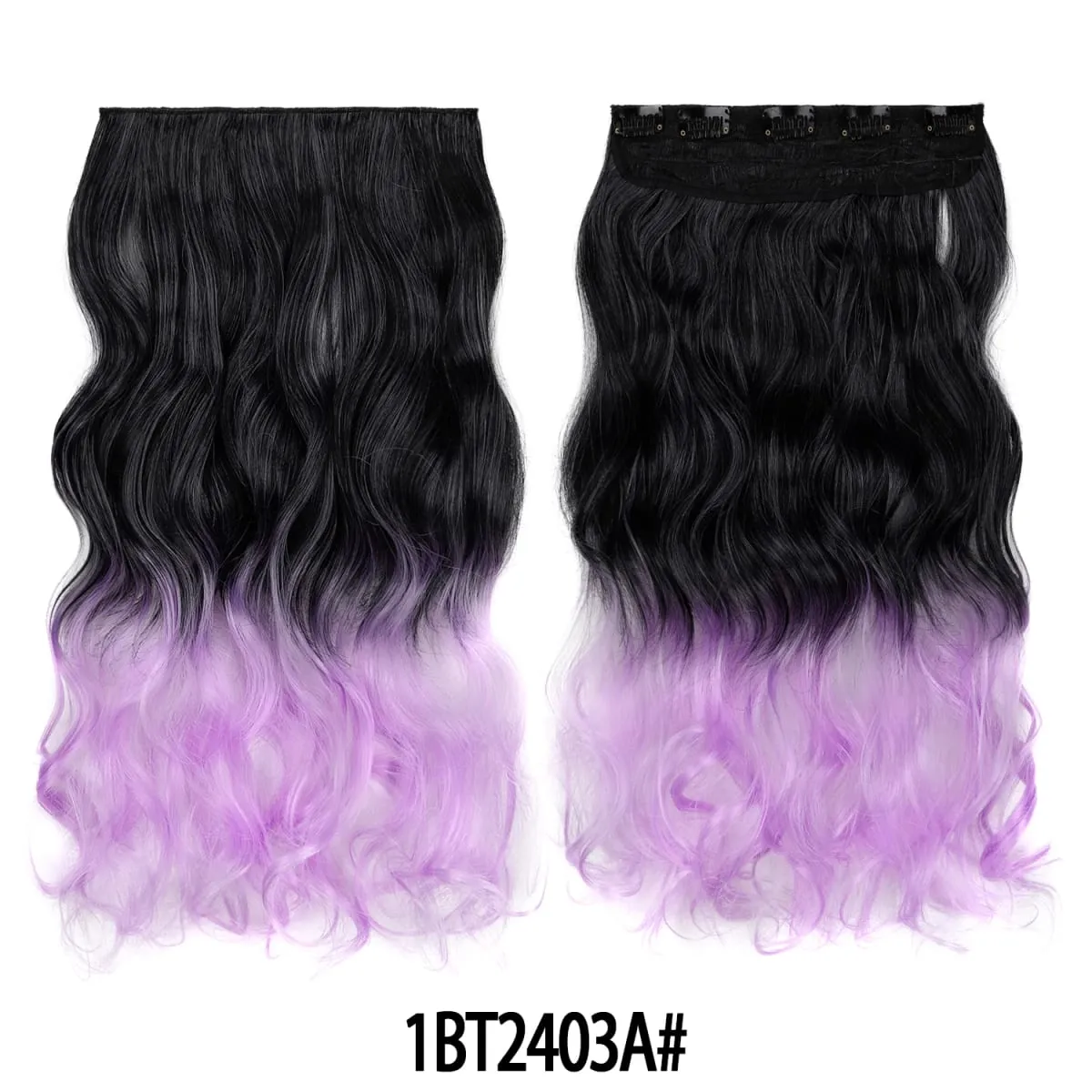 Jeedou Một Mảnh 5 Kẹp Lượn Sóng Ombre Kẹp Trong Tóc Dài Sóng Nước Tổng Hợp Xoăn Phần Lông Màu Cầu Vồng tóc