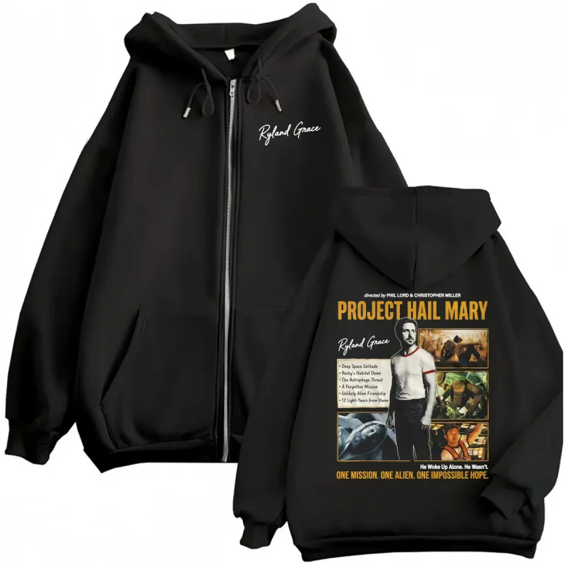 Project Hail Mary 2026 Movie Zip Up Hoodies Funny Ryland Grace Jacket Sweatshirts Coats Men Women Casual Fleece Zipper Pullovers — image 1