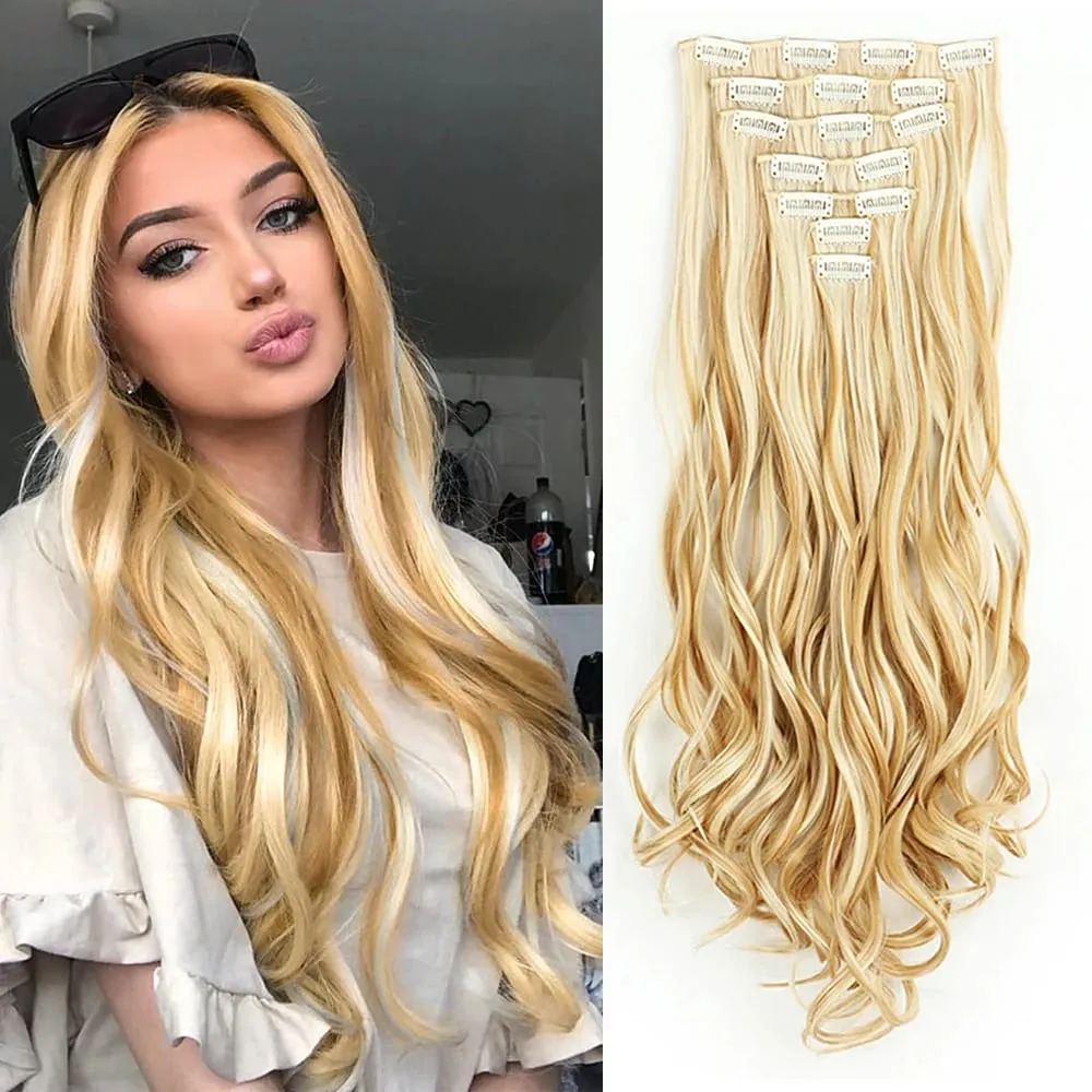 Synthetic Clip in Hair Extensions Purple hairpieces 7pcs/set 22inch Thick Hair for Women Girls Daily Party Cosplay — image 44