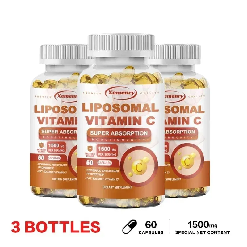 Liposomal Vitamin C Capsules - Powerful Antioxidant Promotes Collagen Production Skin Glow Supports Heart Immune Health