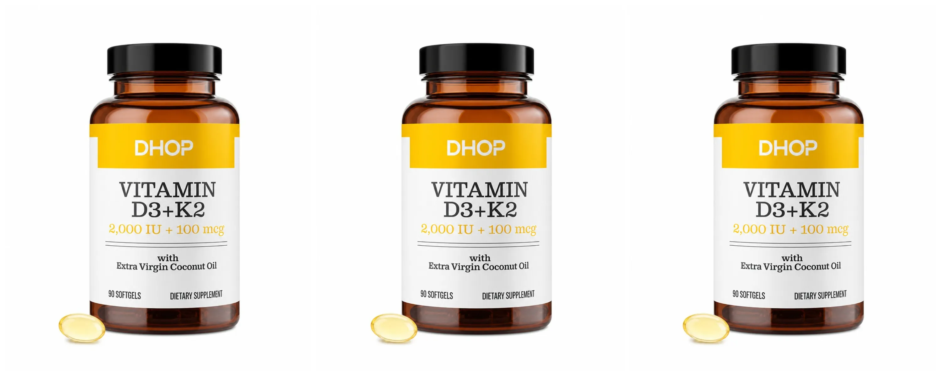Vitamin D3+K2 Capsules 2000 IU + 100 Mcg - Bone Health & Immune Support Calcium Absorption Daily Wellness Formula 90ct — image 9