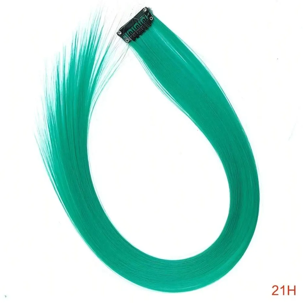 1PCS/Pack Synthetic Colored Party Highlights Clip in Hair Extensions for Girls Omber Colors Long Straight Hairpieces