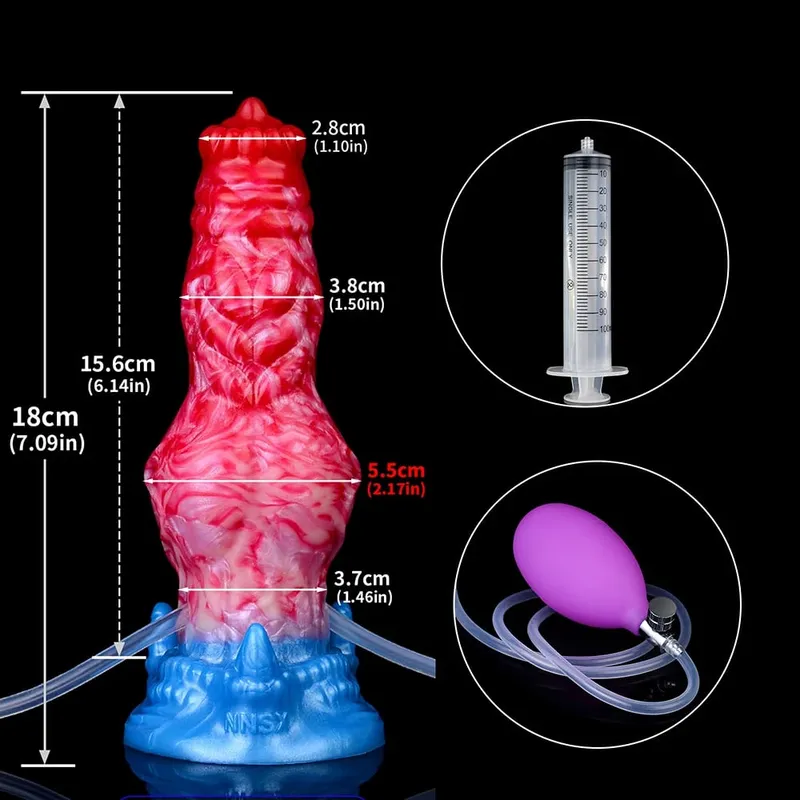 Huge Knot Squirting-Inflatable Dildo with Strong Sucker Silicone Inflat Anal Plug Trainer Beginner Sex Toys for Women Men