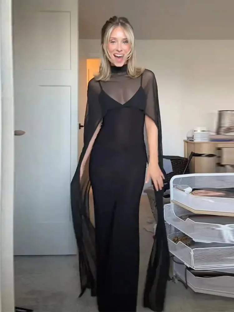 Przezroczysta peleryna damskie suknie wieczorowe elegancka, szczupła dekolt w serek bez pleców, bez rękawów, biodrowa sukienka dla kobiety 2026 Lady Party Vestidos