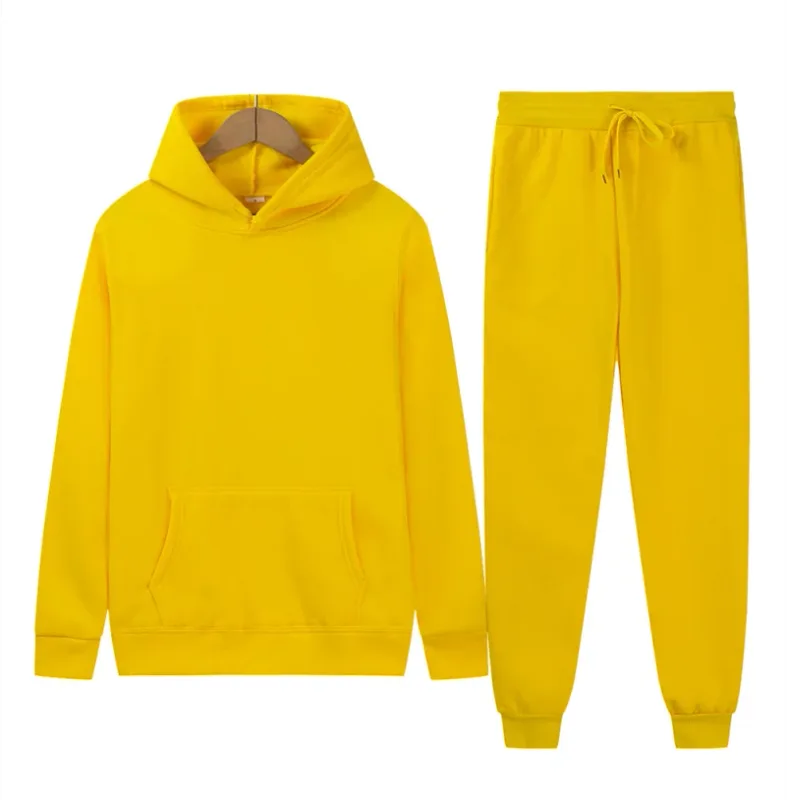 Men's Autumn/Winter New Solid Color Hoodie + Pants Two-Piece Set, Stylish Casual Sports Suit with Custom Printed Logo — image 16