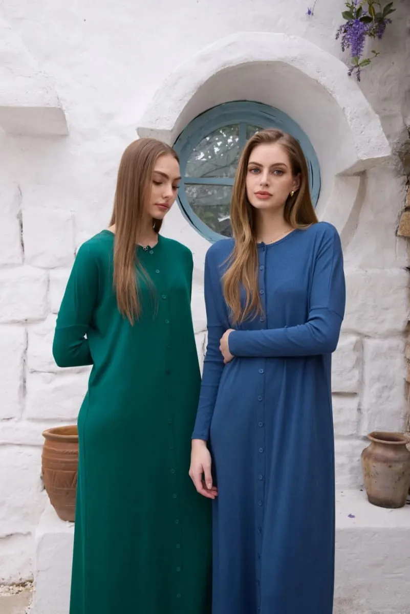 AS SS26 summer loose style button dress comfortable ribbing fabric dress o-neck lady clothes — image 2