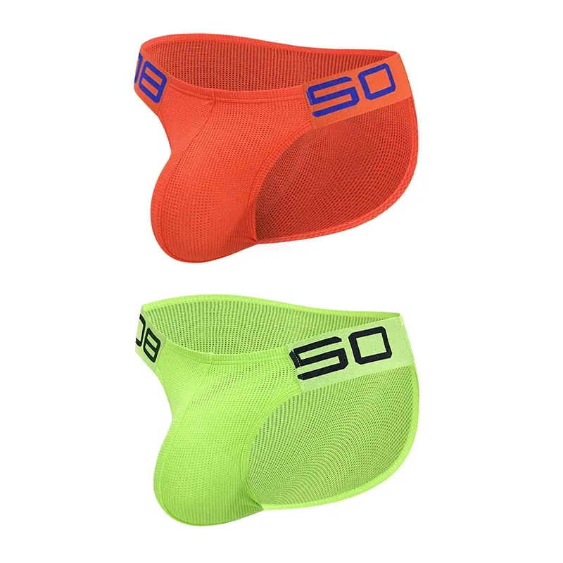 Cuecas masculinas de mistura de nylon, cuecas respiráveis com letras de chifre em relevo, cintura elástica larga, cor fluorescente, roupa íntima sexy — image 33
