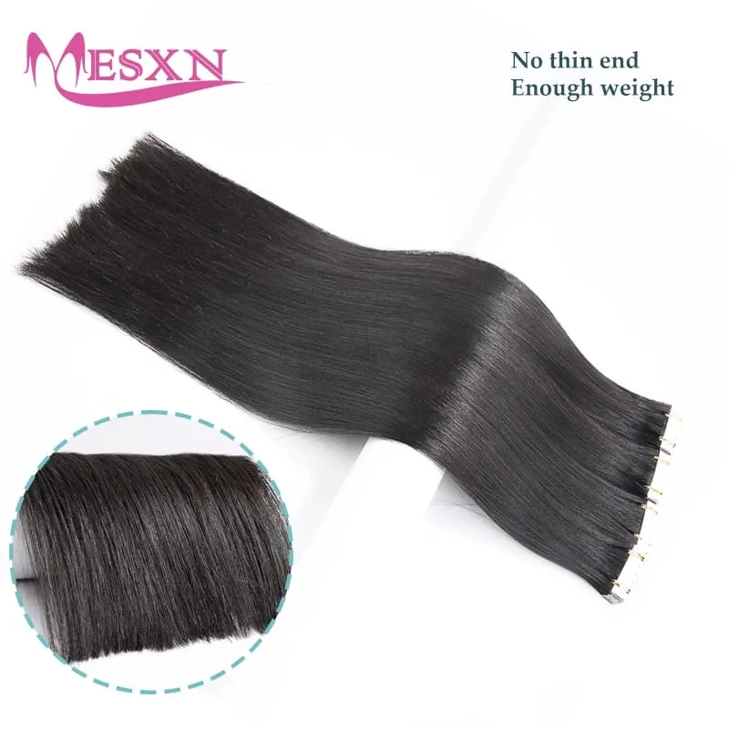 Mini Tape In Human Hair Extensions Real Natural Hair Extension Straight 16"-26" Black Brown Blonde Invisible Tape In For Salon — image 5