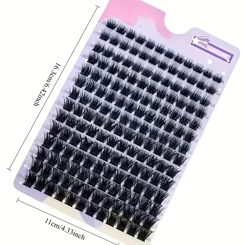 Salon DIY Eyelash Extensions D Curl 9-16mm Mixed Natural 3D Volume Cluster Lashes for Wedding Festival & Casual Eye Makeup