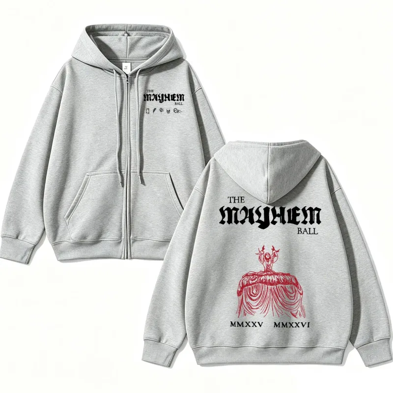 Lady Gaga The MAYHEM Ball Red Dress Zip Up Hoodies Fashion Pop Music Cardigan Sweatshirt Loose Fleece Casual Men Women Jackets — image 8