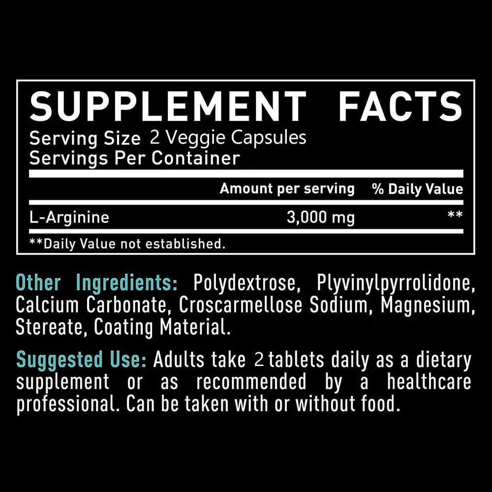 L Arginine 3000mg Capsules - 120 Capsules Nitric Oxide Supplement for Sport Muscle and Energy - L-Arginine Nitric Oxide Booster