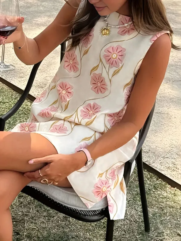 2026 Summer Women O-neck Sleeveless Print Mini Dress Fashion New Elegant Casual Loose Vacation Beach Short Dresses — image 8