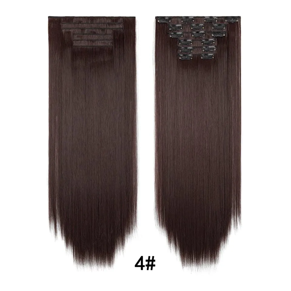 24Inch Clip in Hair Extensions Invisible Synthetic Extension 6PCS Long Straight Heat Resistant Clips on Hairpieces for Women — image 12