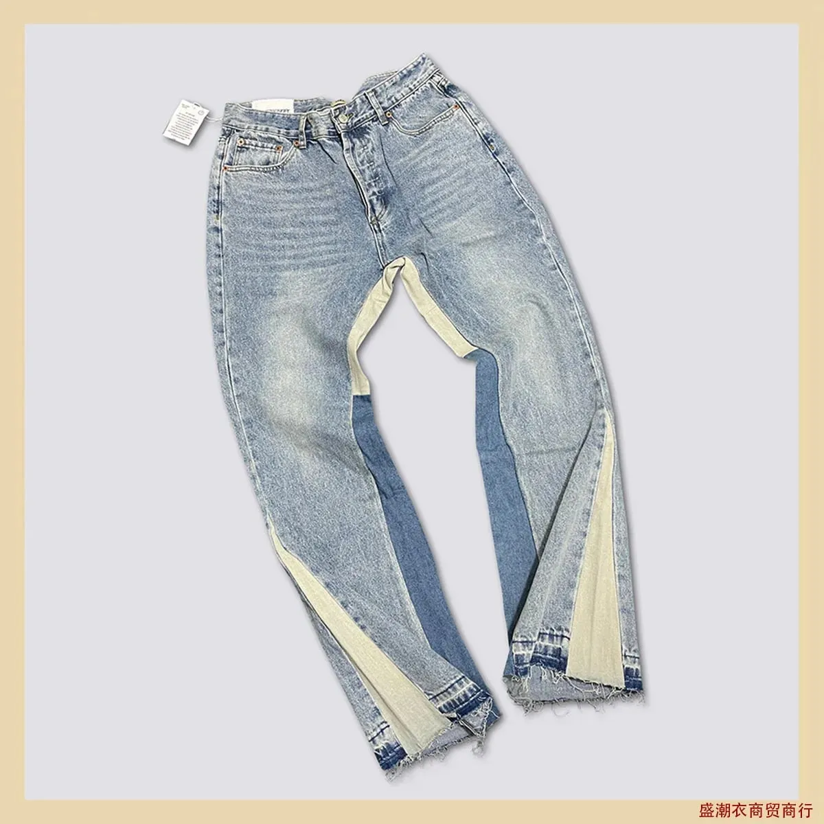 Denim Bell-bottoms Washed And Worn Patchwork Jeans — image 2