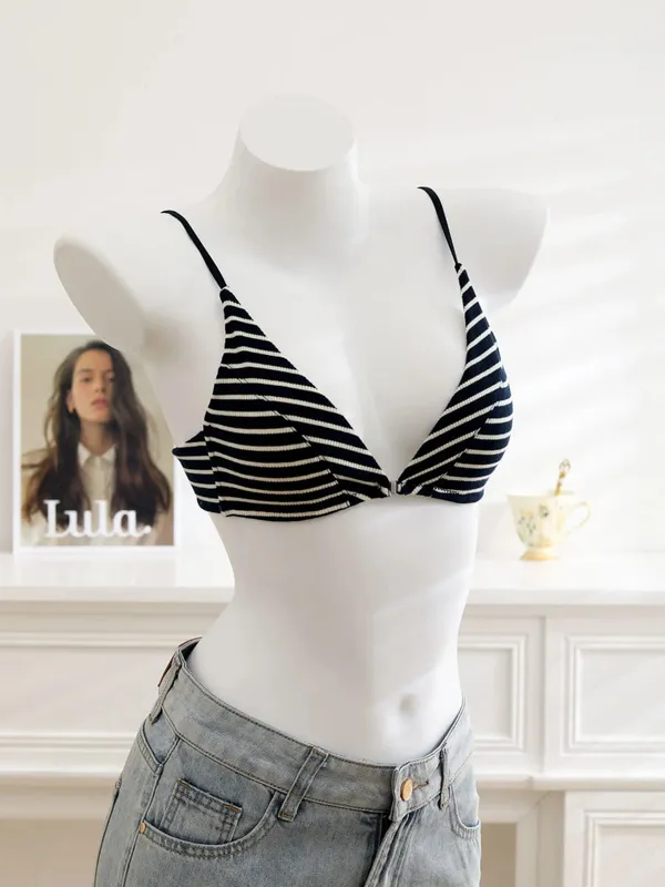 Women Front Closure Bra Set Summer Thin Light Cotton French Triangle Cup Backless Beauty Back Lingerie Suit For Small Chest S-XL — image 8
